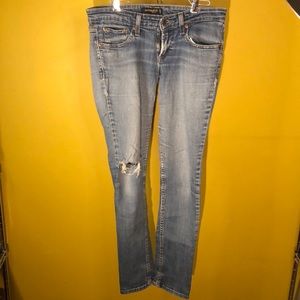Levi’s too super low skinny blue jeans ripped knee